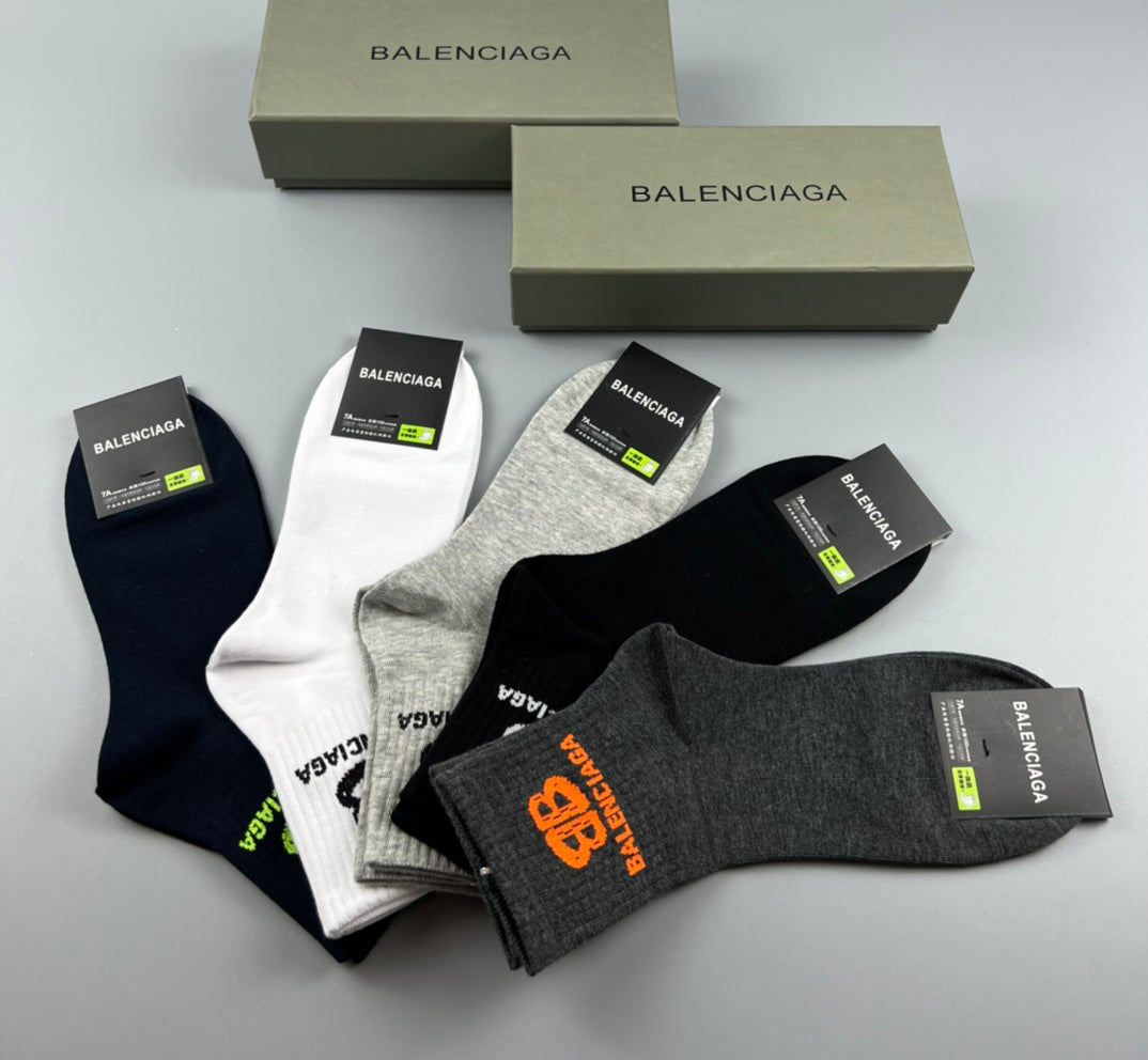Balenciaga Colourful Bb Graphics Mid-Calf Socks - 5-Pair Set