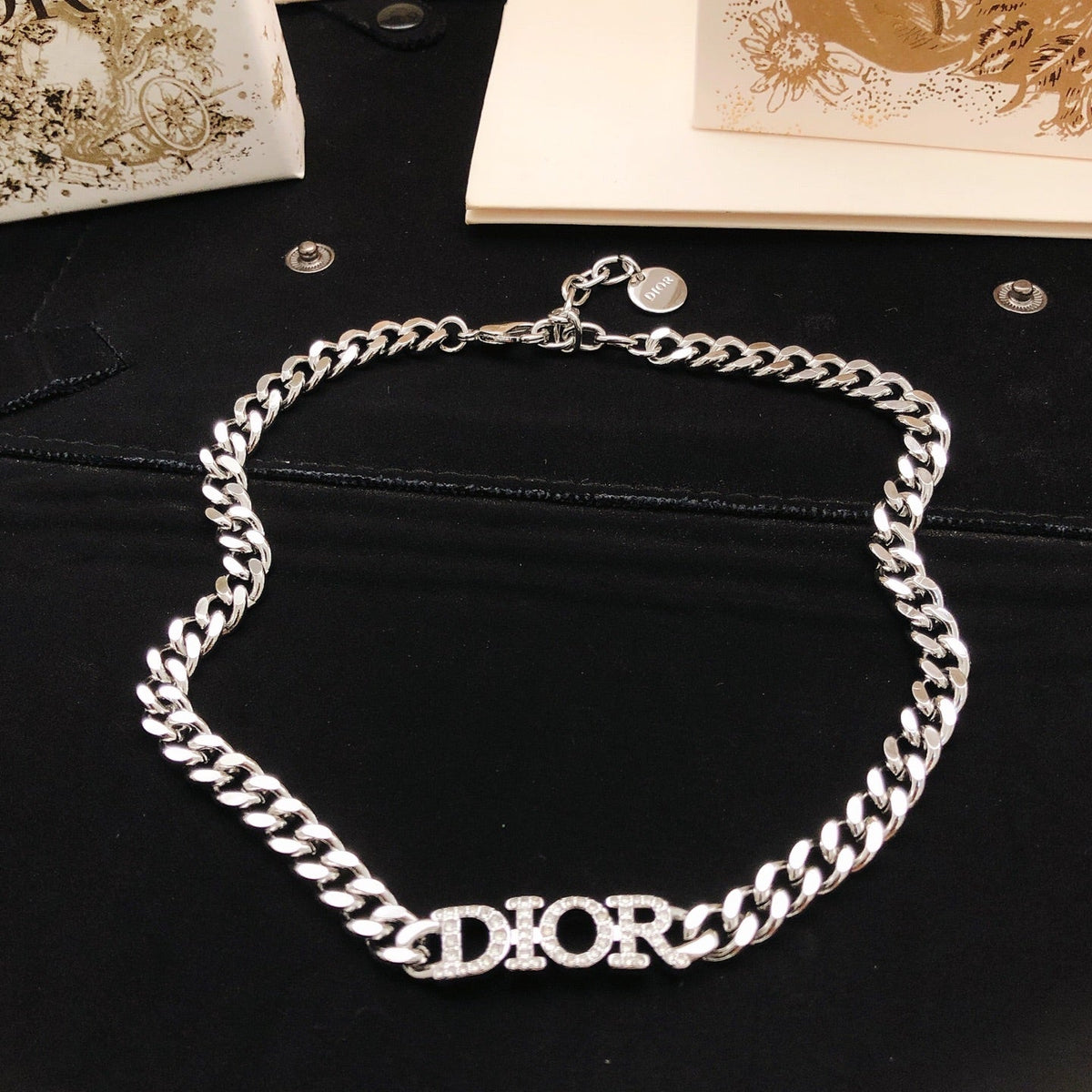 Martin Graham pendant necklace in polished metal-tone – detail view