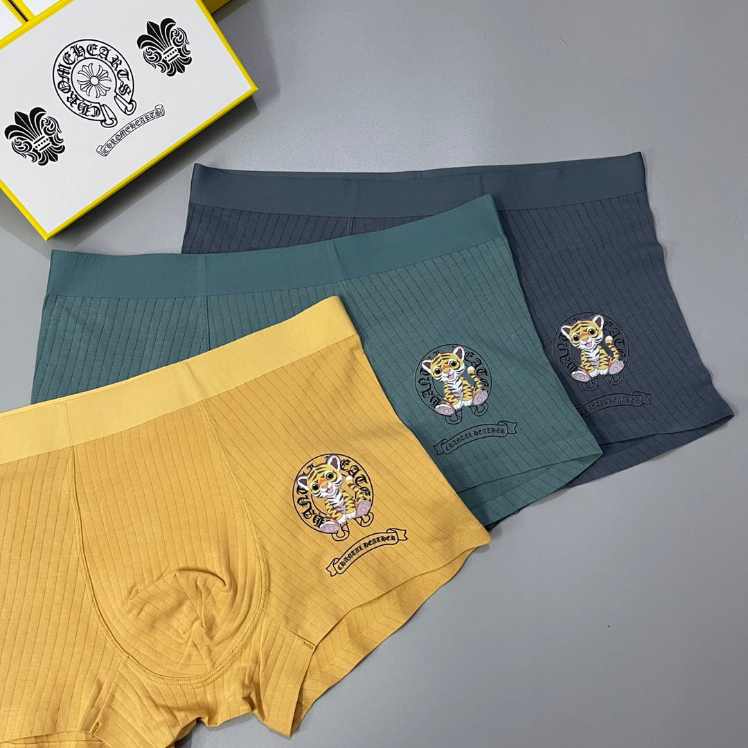 Chrome Hearts Cross And Medallion Graphics Men's Boxer Briefs - 3-Piece Box