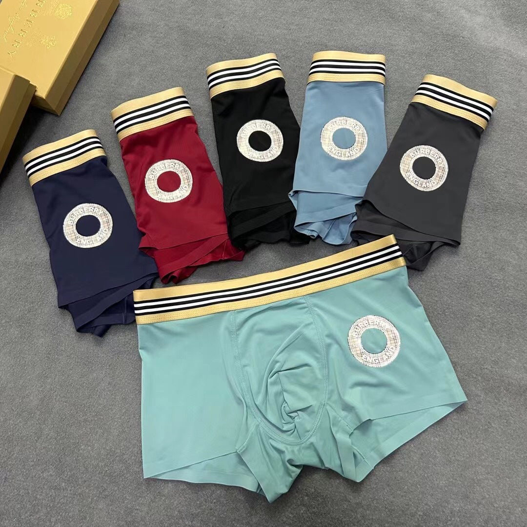 Burberry Solid Panels And Visible Emblem Details Men's Boxer Briefs - 3-Piece Box