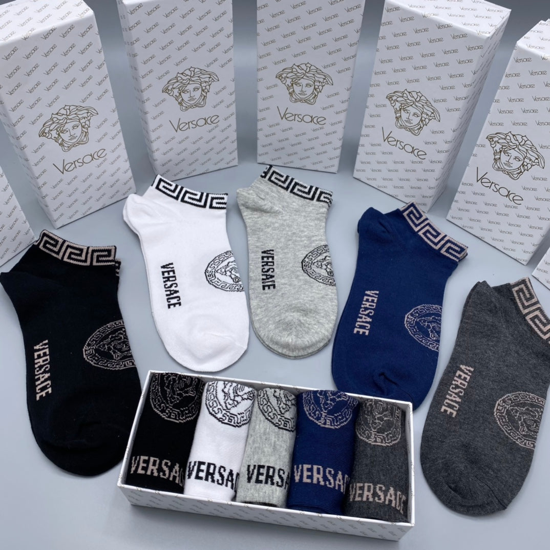Versace Logo Ankle Socks - Box of 5 Pairs