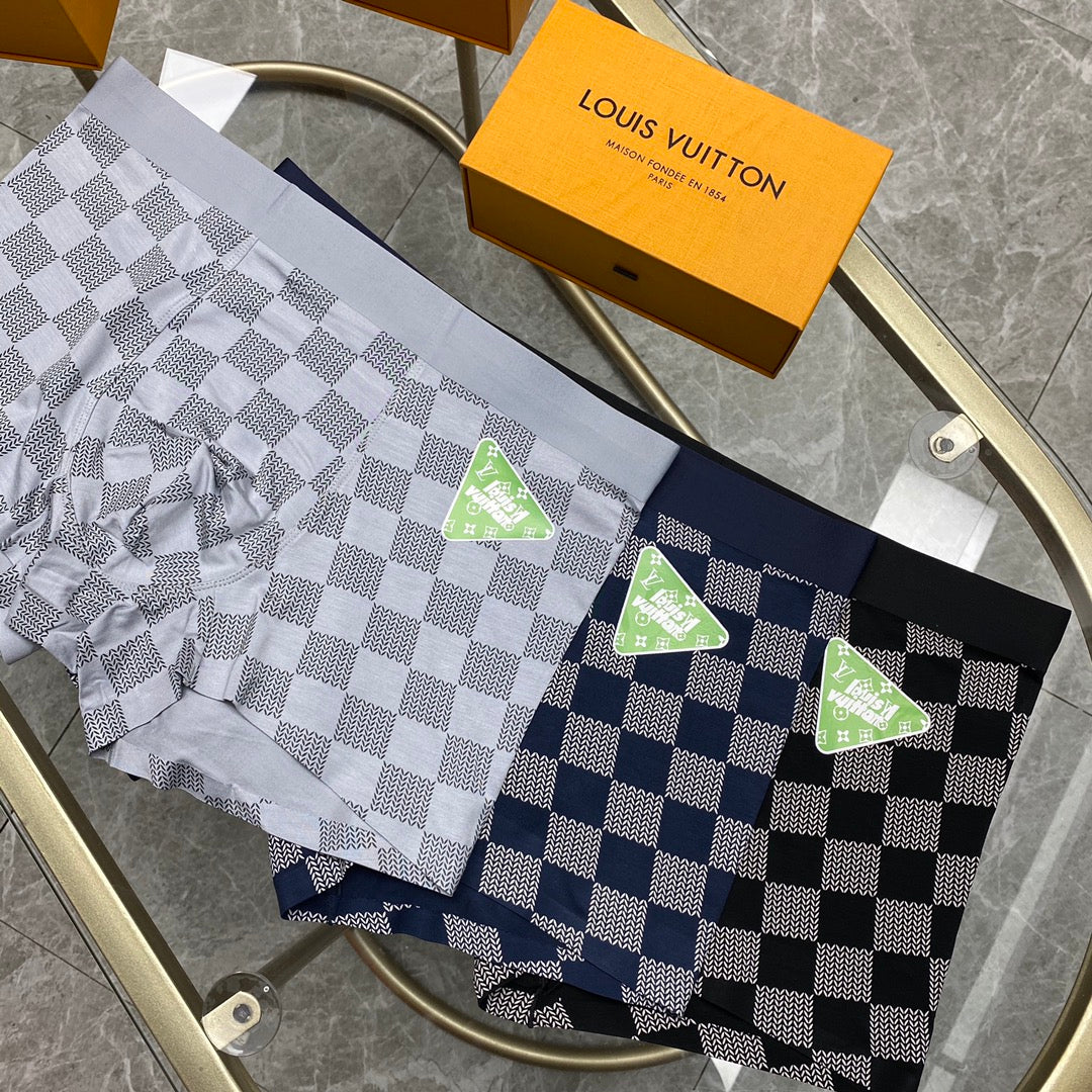 Louis Vuitton Modal Solid Panels And Visible Emblem Details Men's Boxer Briefs - 3-Piece Box
