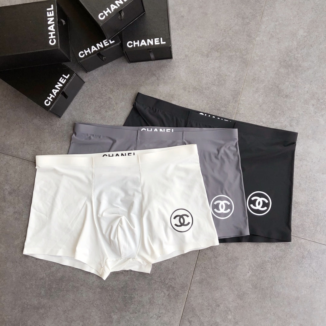 Chanel Contrast Logo Waistbands Men's Boxer Briefs - 3-Piece Box