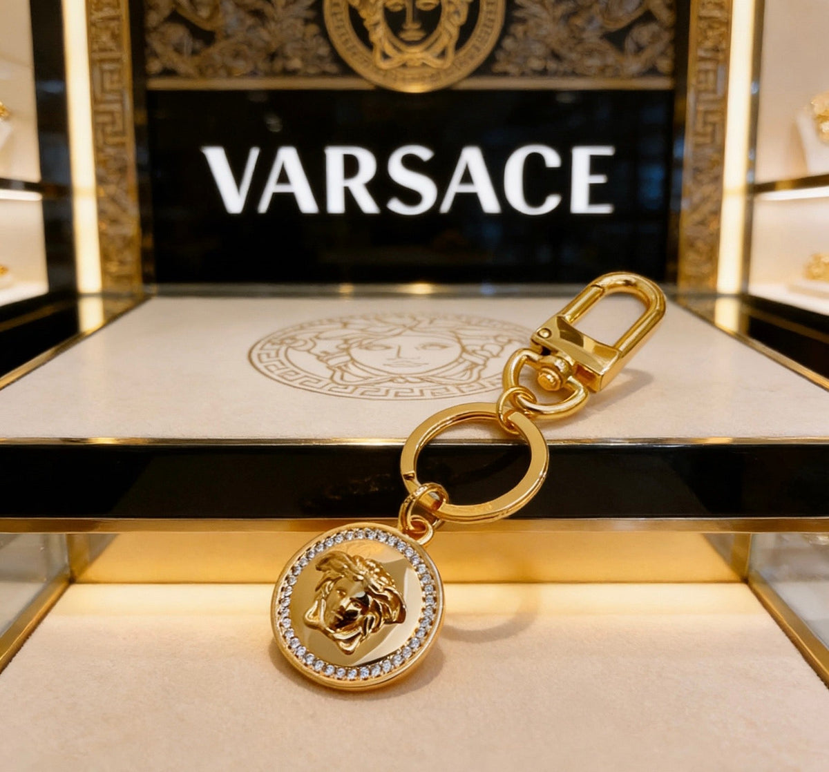 Martin Graham bag charm in polished metal-tone – detail view