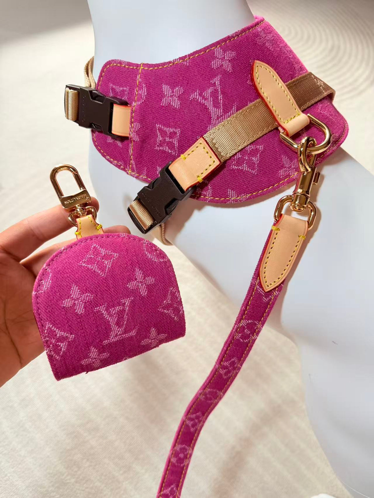 Adjustable Denim-Look Pet Harness Collection – Design 02 detail view