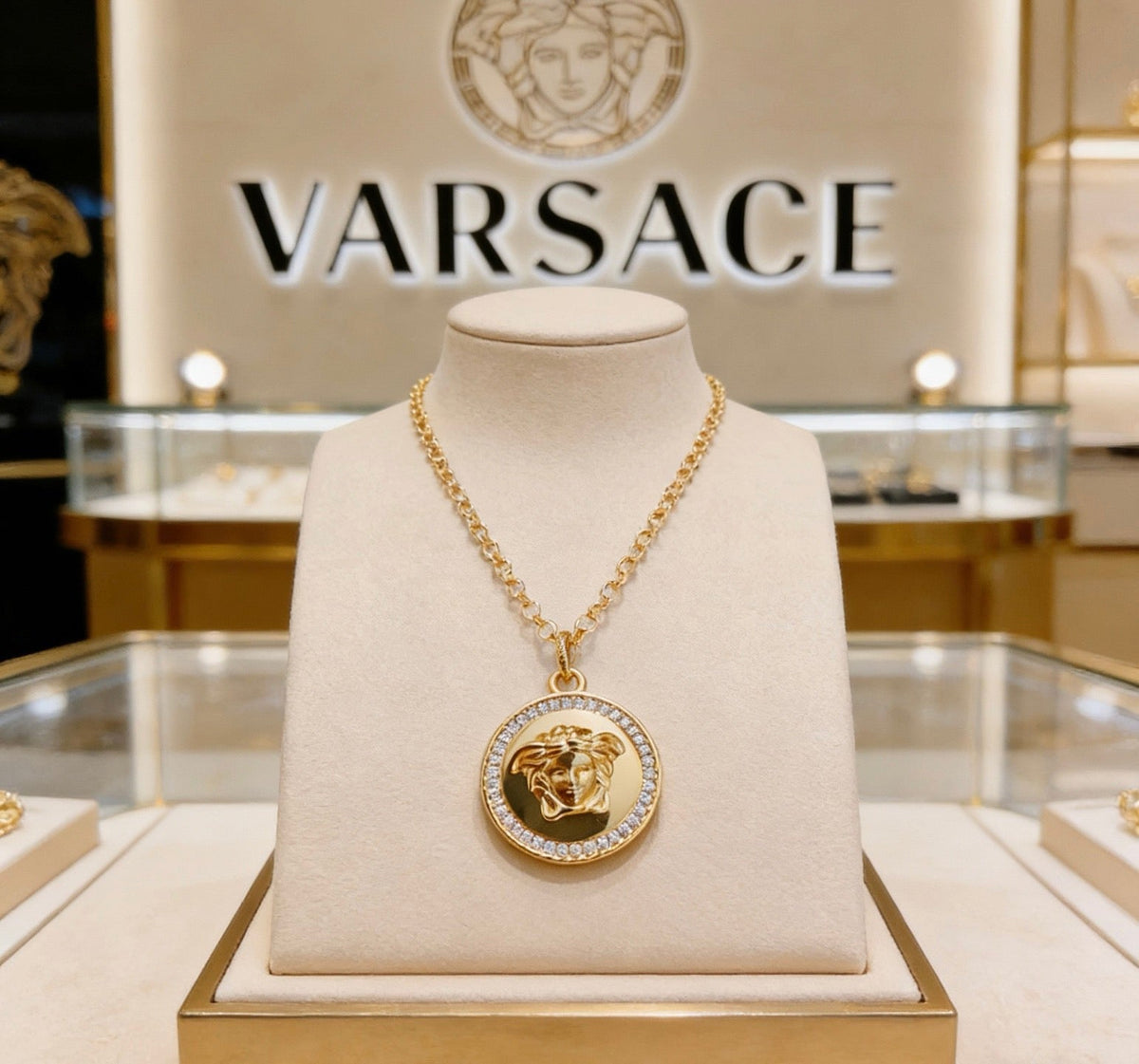 Martin Graham pendant necklace in polished metal-tone – detail view