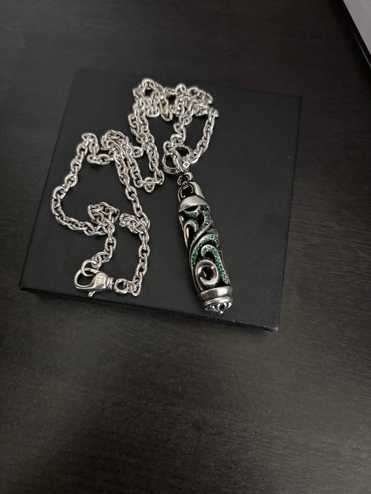 Martin Graham pendant necklace in polished metal-tone – detail view