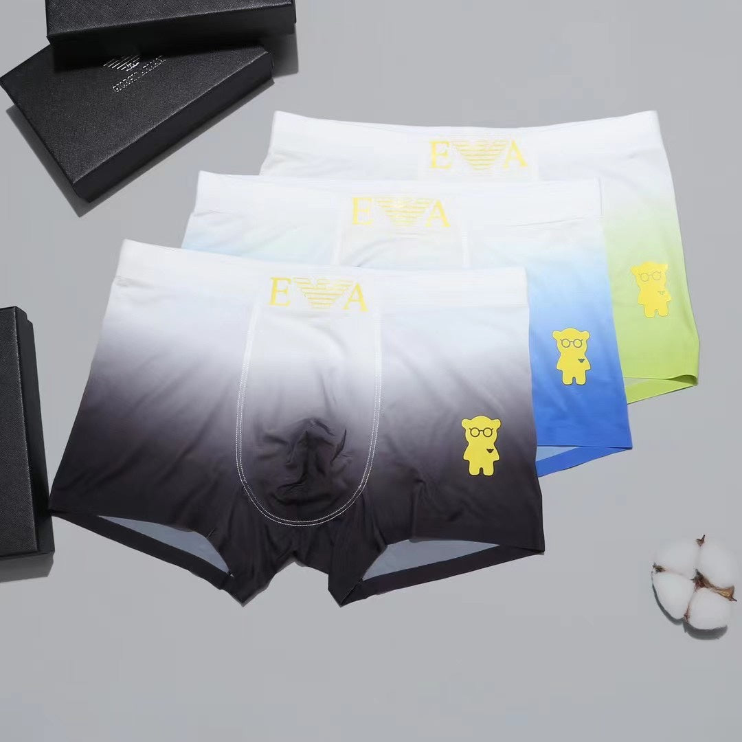 Armani Small Bear Emblems Men's Boxer Briefs - 3-Piece Box