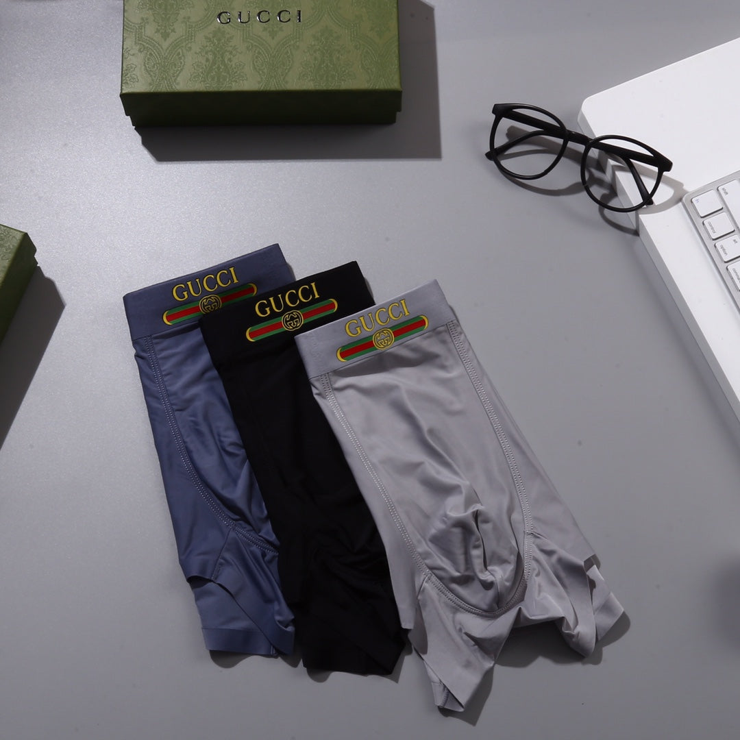 Gucci Red-And-Green Logo Details Men's Boxer Briefs - 3-Piece Box