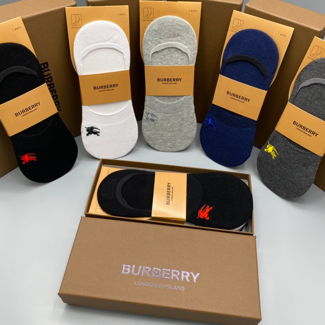 Burberry Small Horse Motifs No-Show Socks - 5-Pair Set