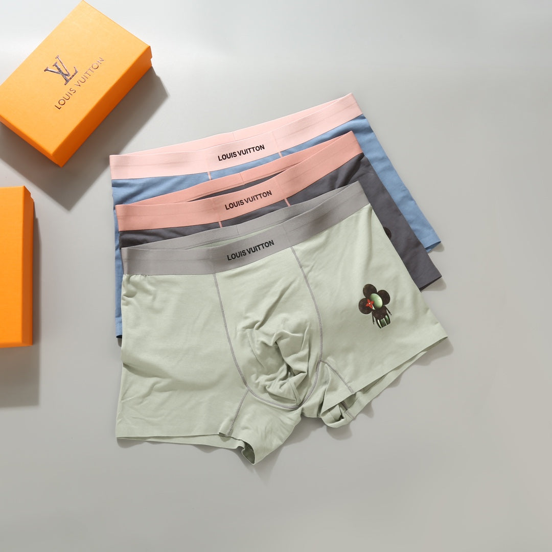 Louis Vuitton Floral Front Patches Men's Boxer Briefs - 3-Piece Box