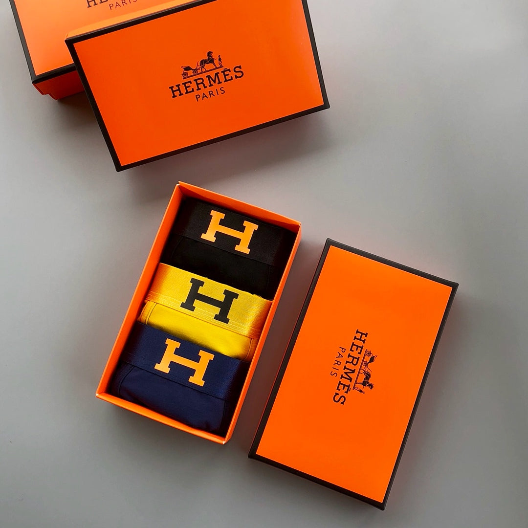 Hermes Contrast H Details Men's Boxer Briefs - 3-Piece Box
