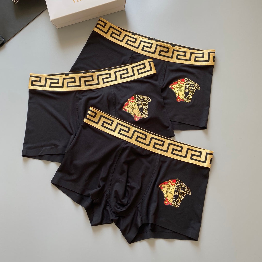 Versace Modal-Blend Greek-Key Waistband Men's Boxer Briefs - 3-Piece Box