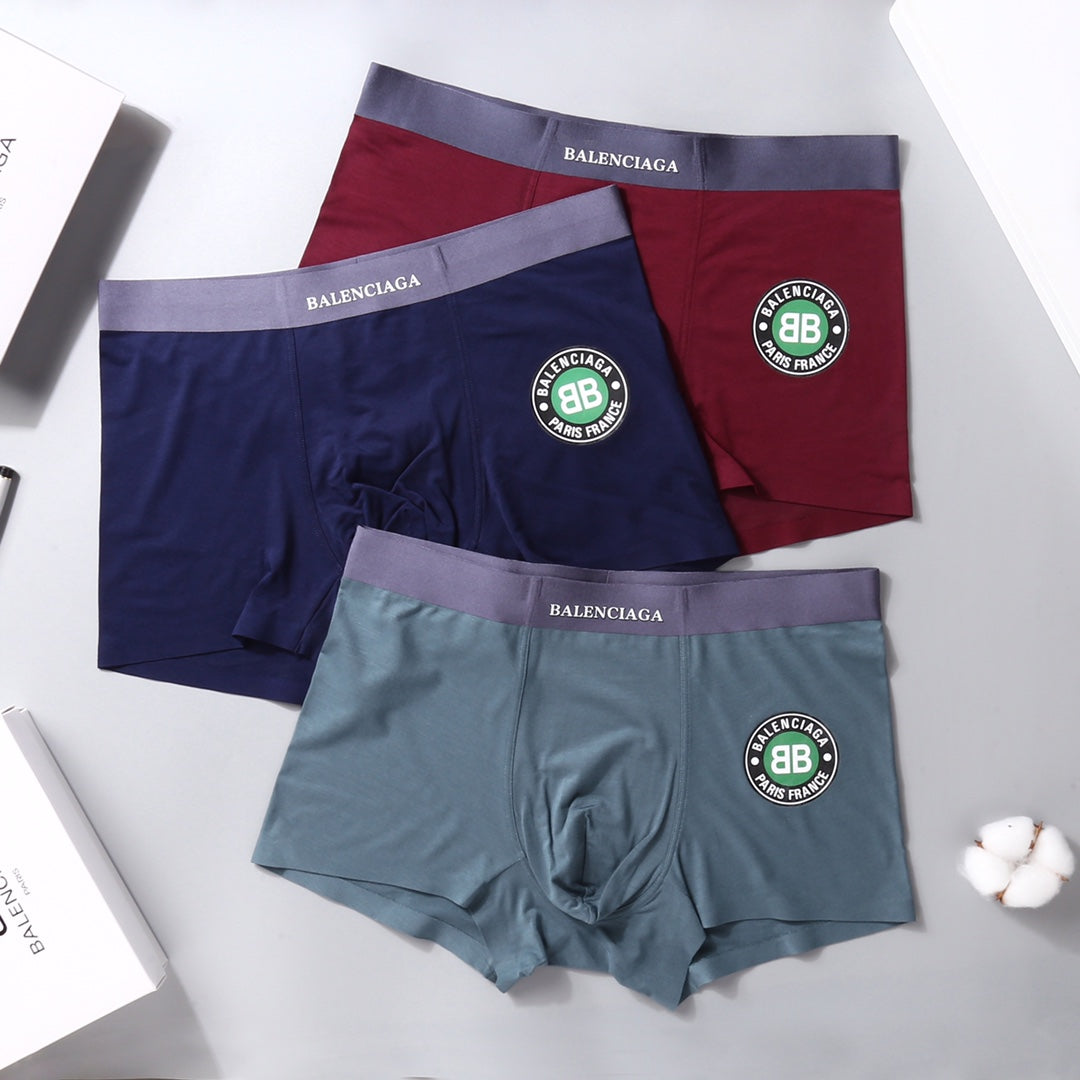Balenciaga Circular Front Emblems Men's Boxer Briefs - 3-Piece Box