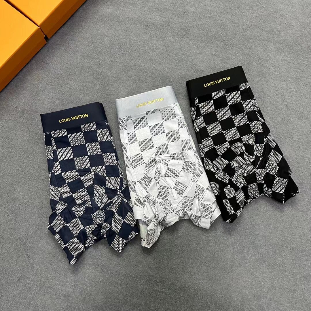 Louis Vuitton Solid Panels And Visible Emblem Details Men's Boxer Briefs - 3-Piece Box