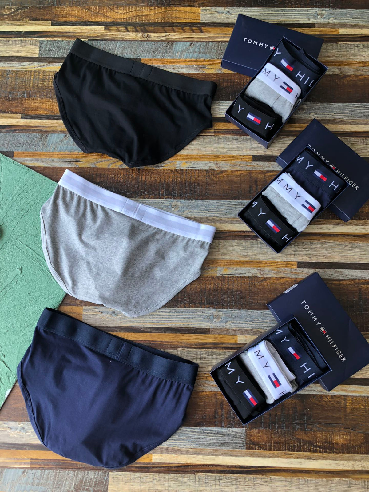 Tommy Hilfiger Flag-Colour Waistband Men's Briefs - 3-Piece Box