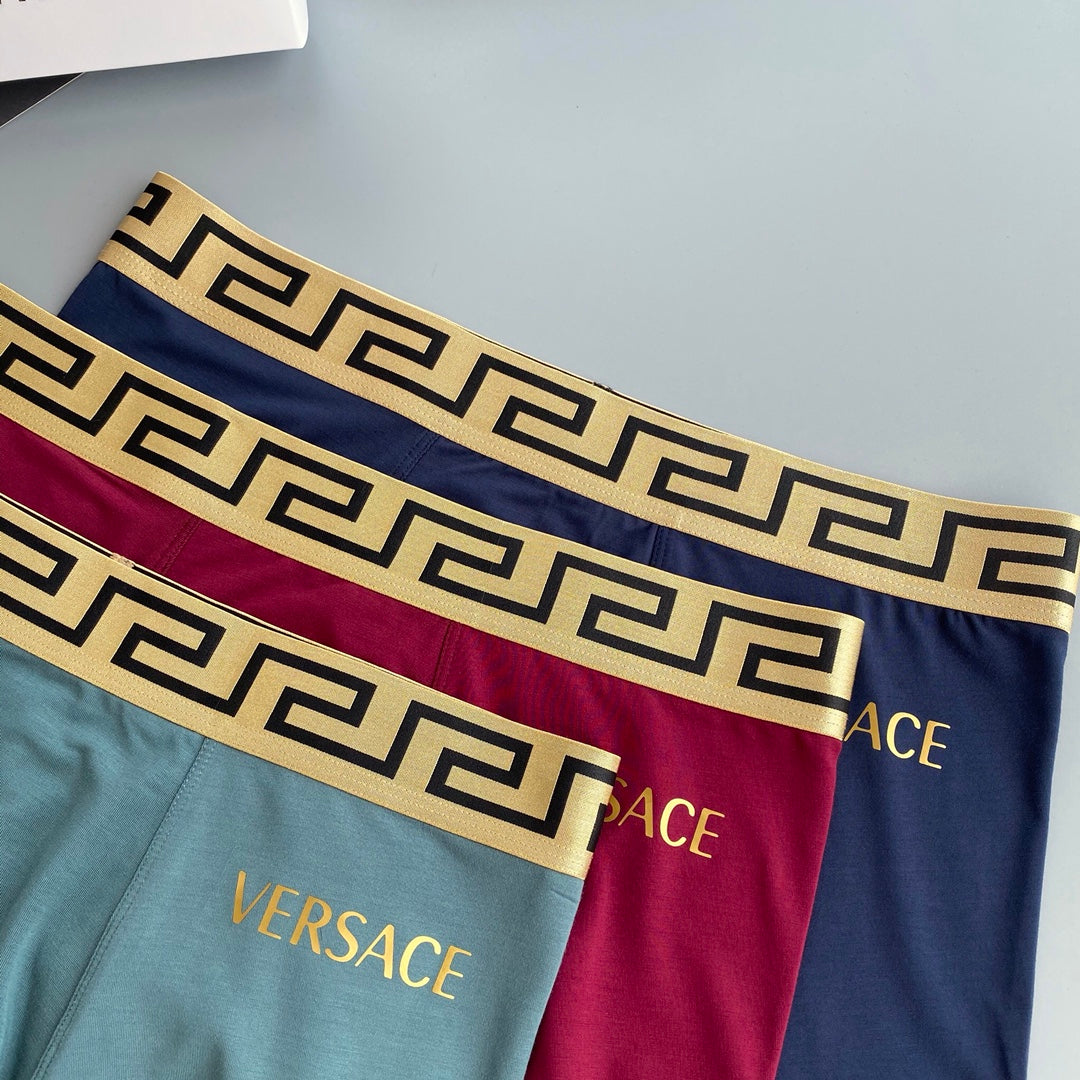 Versace Gold Wordmark Modal-Blend Boxer Briefs - Box of 3