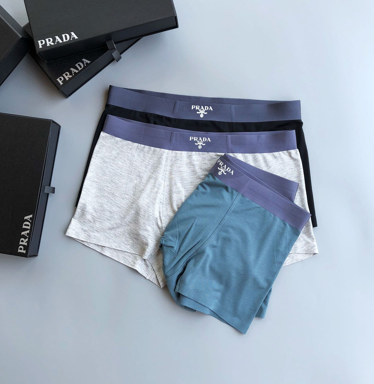 Prada Triangular Emblem Details Men's Boxer Briefs - 3-Piece Box