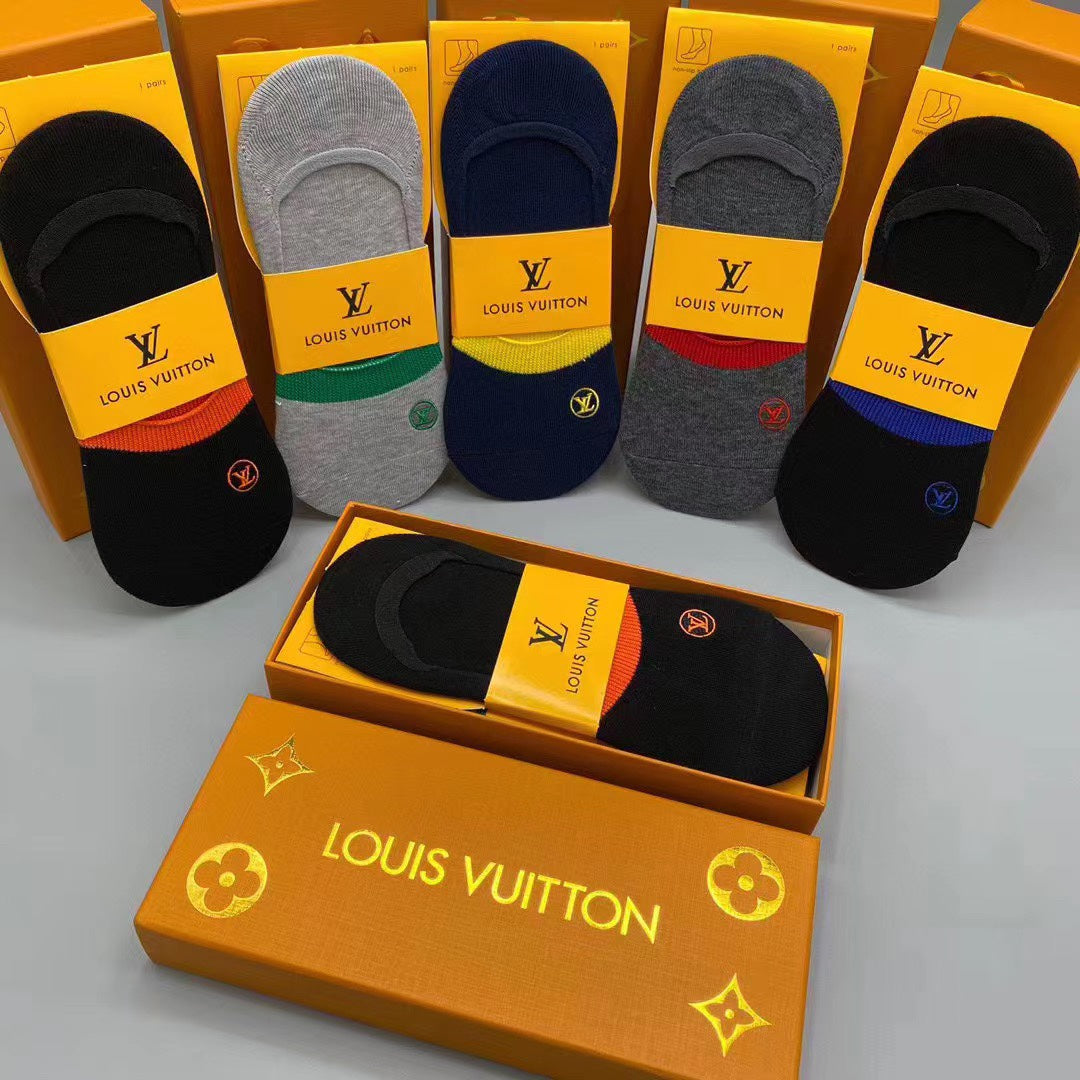 Louis Vuitton Restrained Initial Details No-Show Socks - 5-Pair Set