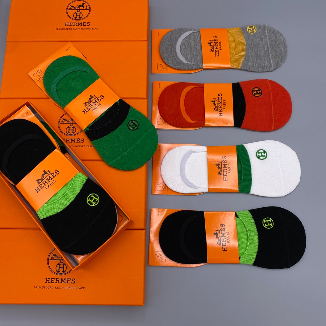 Hermes Breathable No-Show Socks – 5-Pair Pack