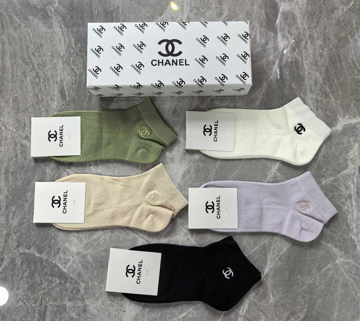 Chanel Combed Cotton No-Show Socks - 5-Pair Set