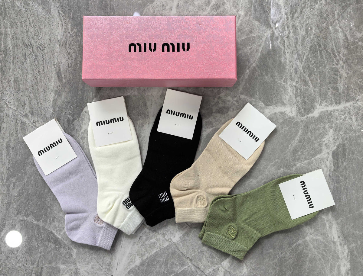 Miu Miu Combed Cotton No-Show Socks - 5-Pair Set