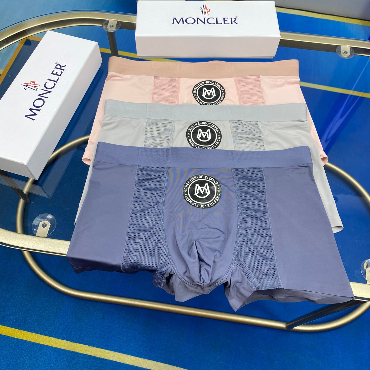 Moncler Cotton Circular Patch Details Men's Boxer Briefs - 3-Piece Box