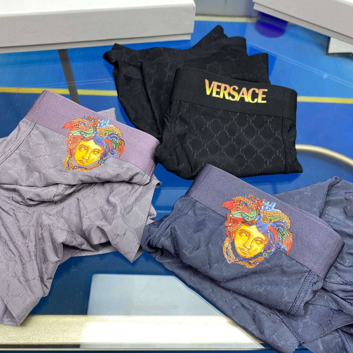 Versace Medallion Details Men's Boxer Briefs - 3-Piece Box