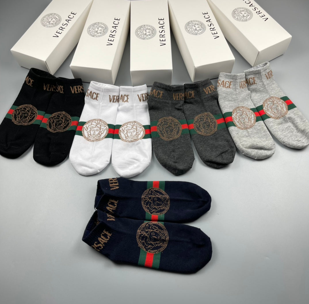 Versace Cotton Crew Socks - 5-Pair Set