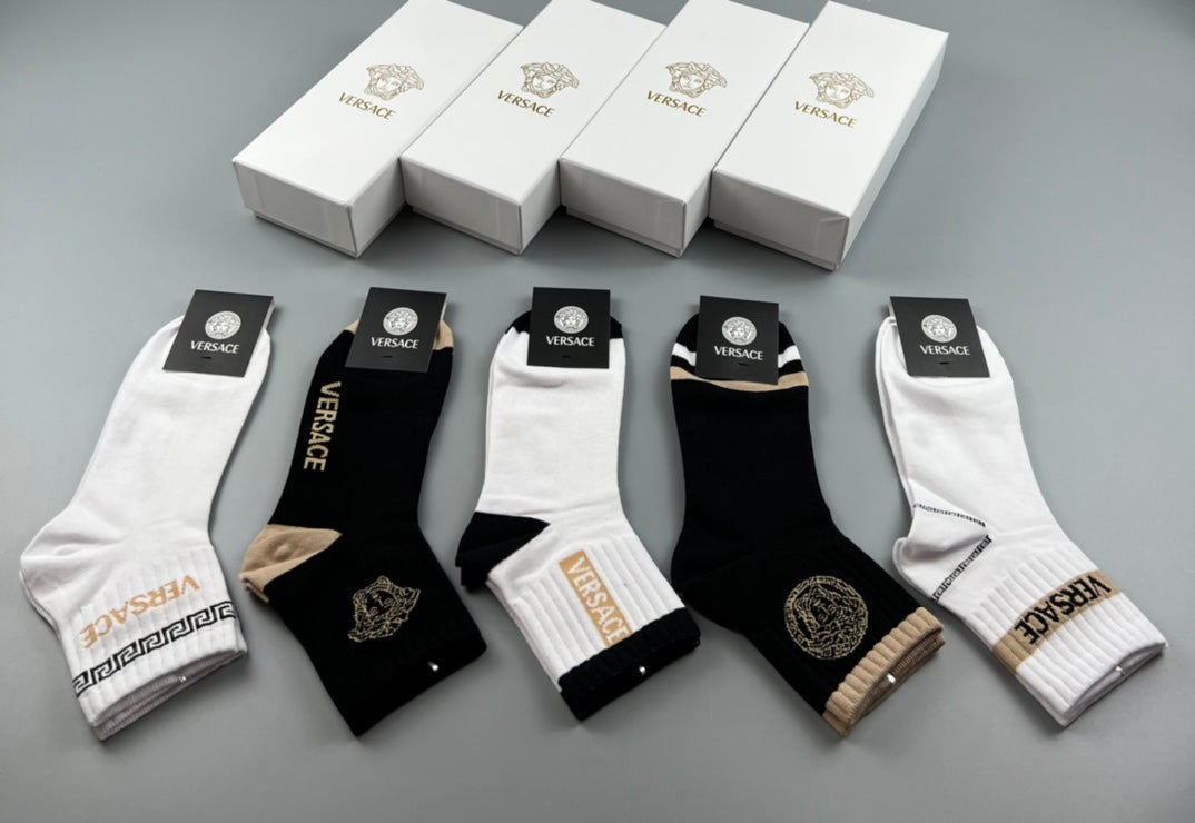 Versace Logo Crew Socks - 5-Pair Box