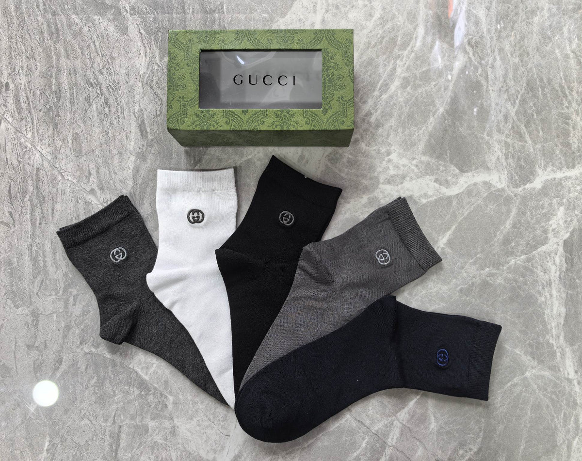 Gucci Modal Restrained Emblem Details Mid-Calf Socks - 5-Pair Set
