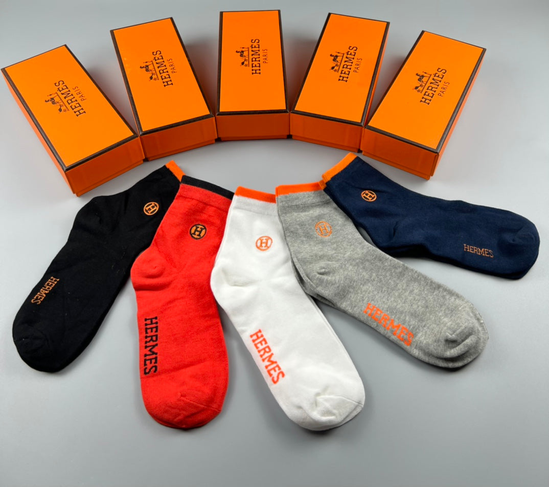 Hermes Colour Mix Crew Socks - 5-Pair Box