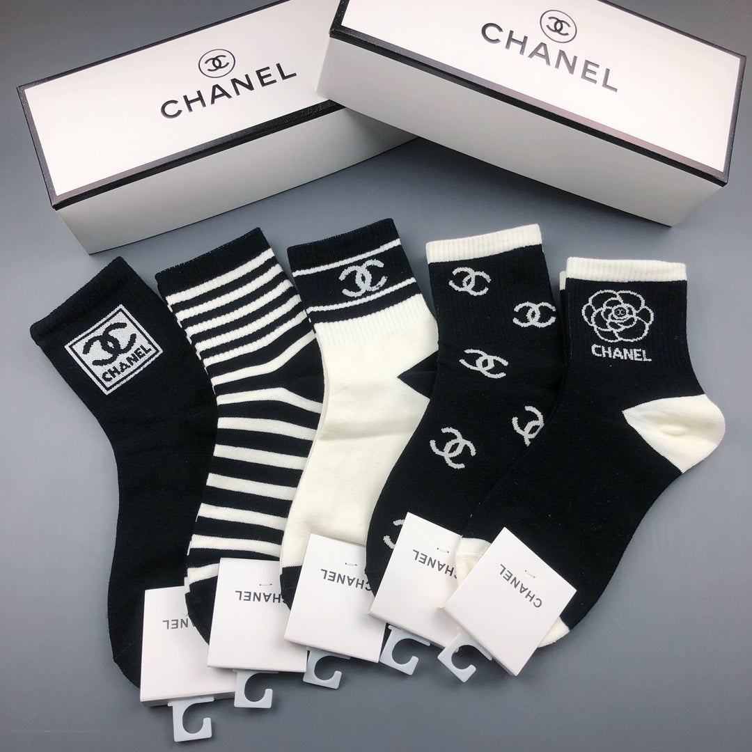 Chanel Graphic Crew Socks - 5-Pair Box