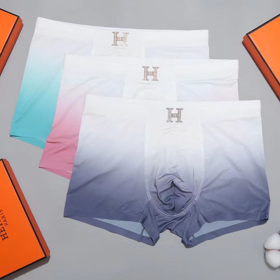 Hermes Pink, Mint And Navy Gradient Boxer Briefs Men's Boxer Briefs - 3-Piece Box