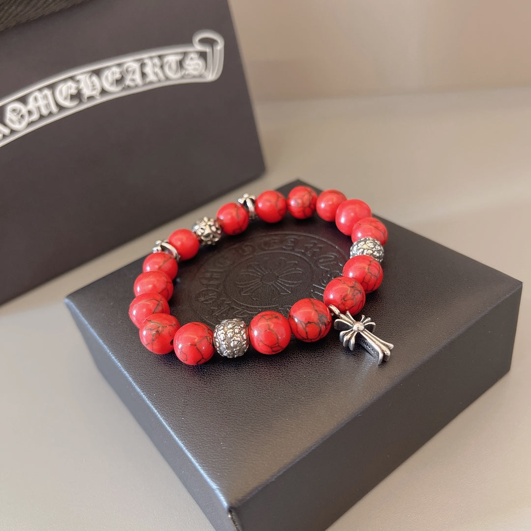 Martin Graham beaded bracelet in polished metal-tone – detail view