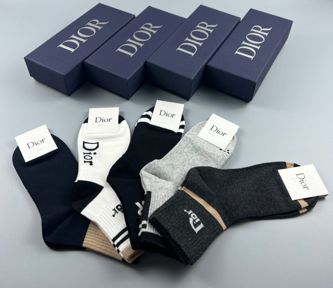 Dior Mixed Logo Logo Socks - 5-Pair Box