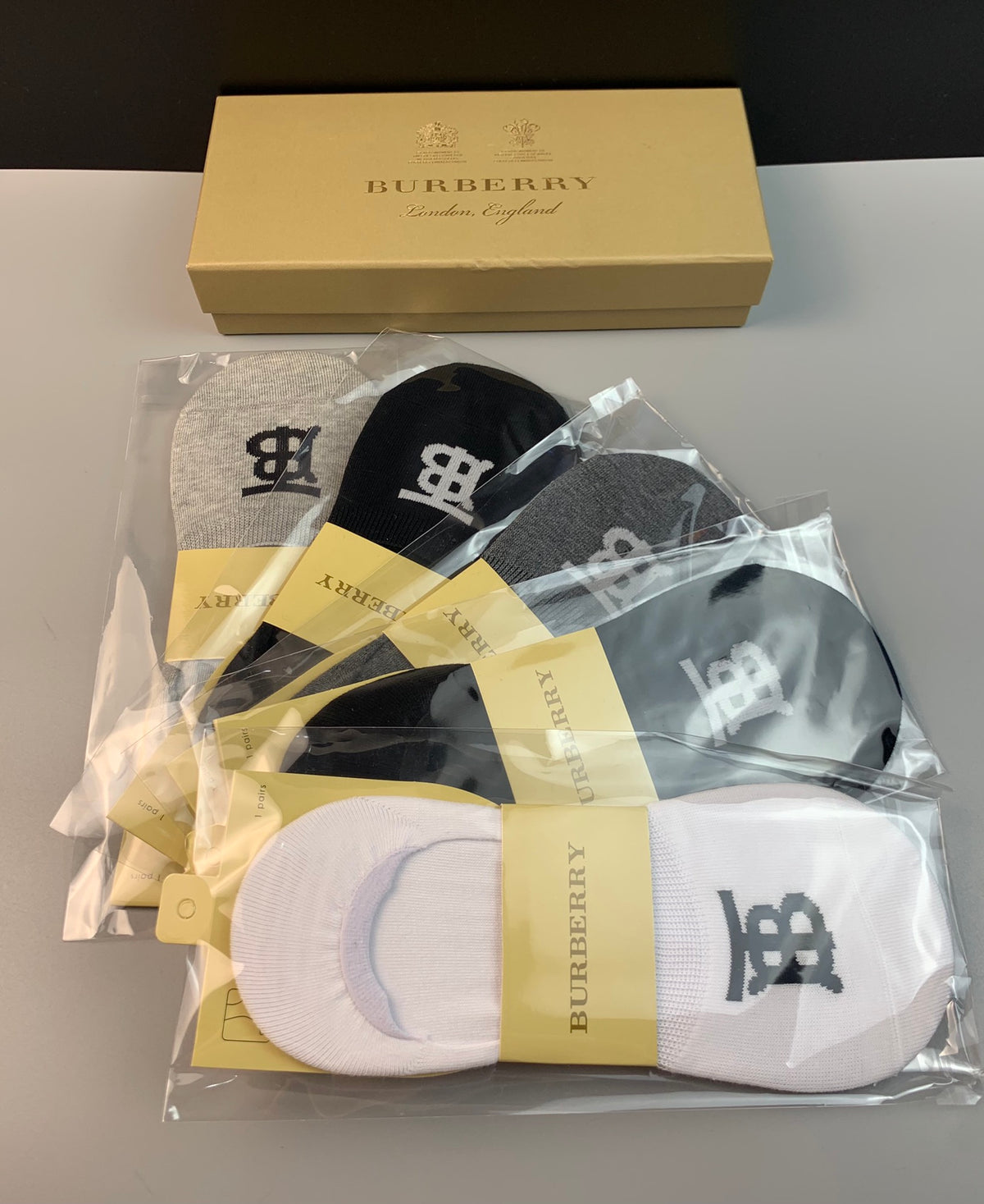Burberry Bold Initial Details No-Show Socks - 5-Pair Set