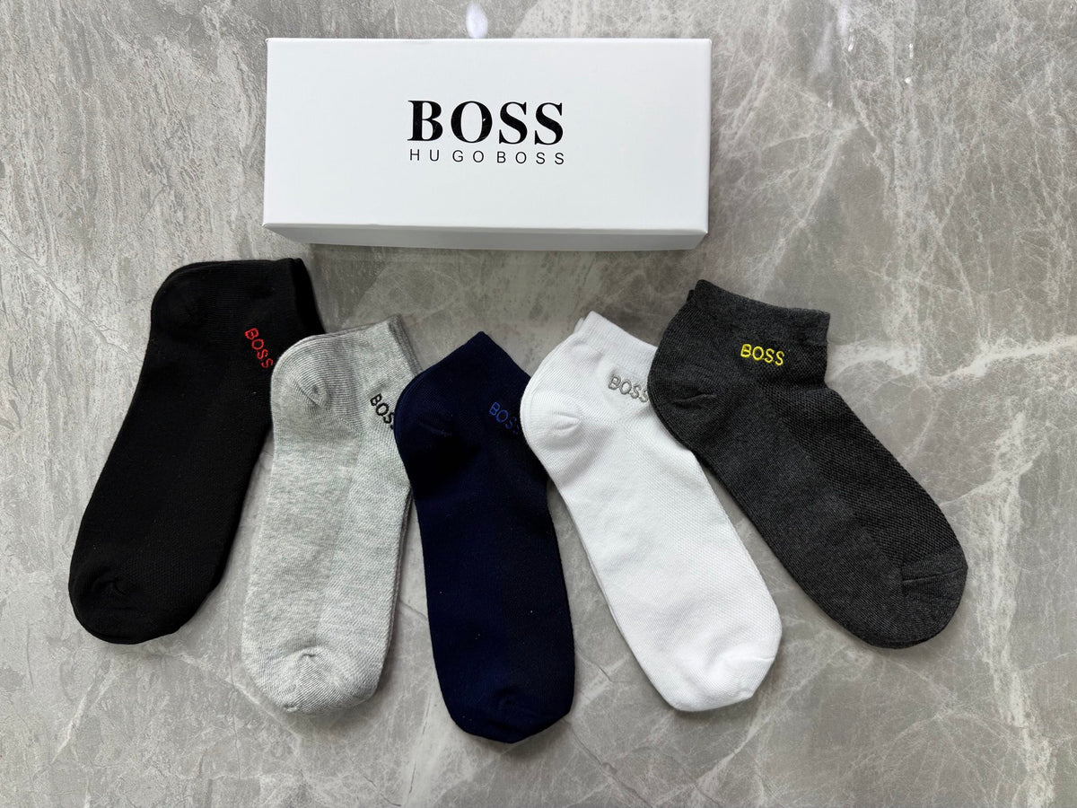 Boss Small Contrast Logos Ankle Socks - 5-Pair Set