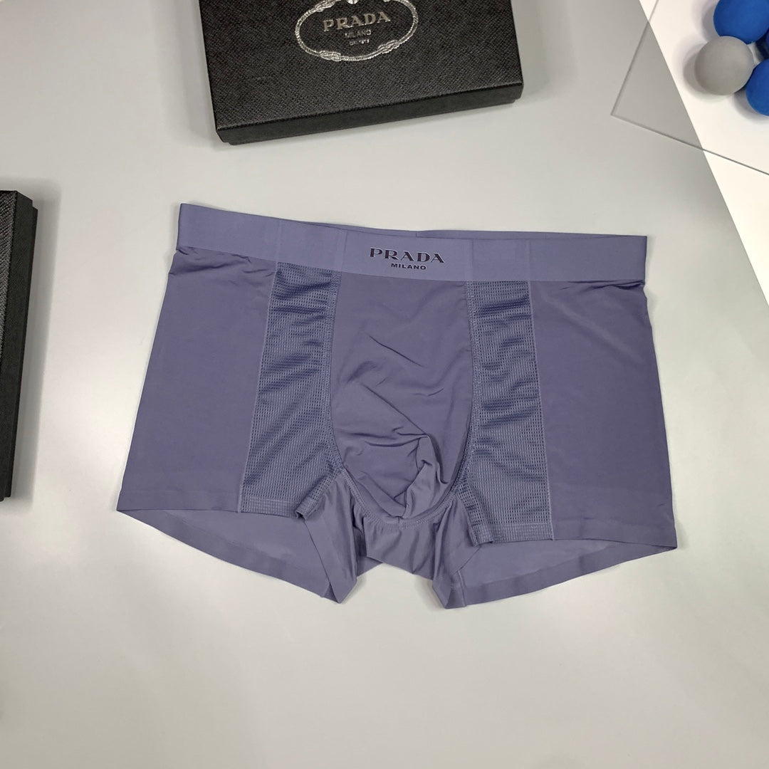Prada Solid Panels And Visible Emblem Details Men's Boxer Briefs - 3-Piece Box