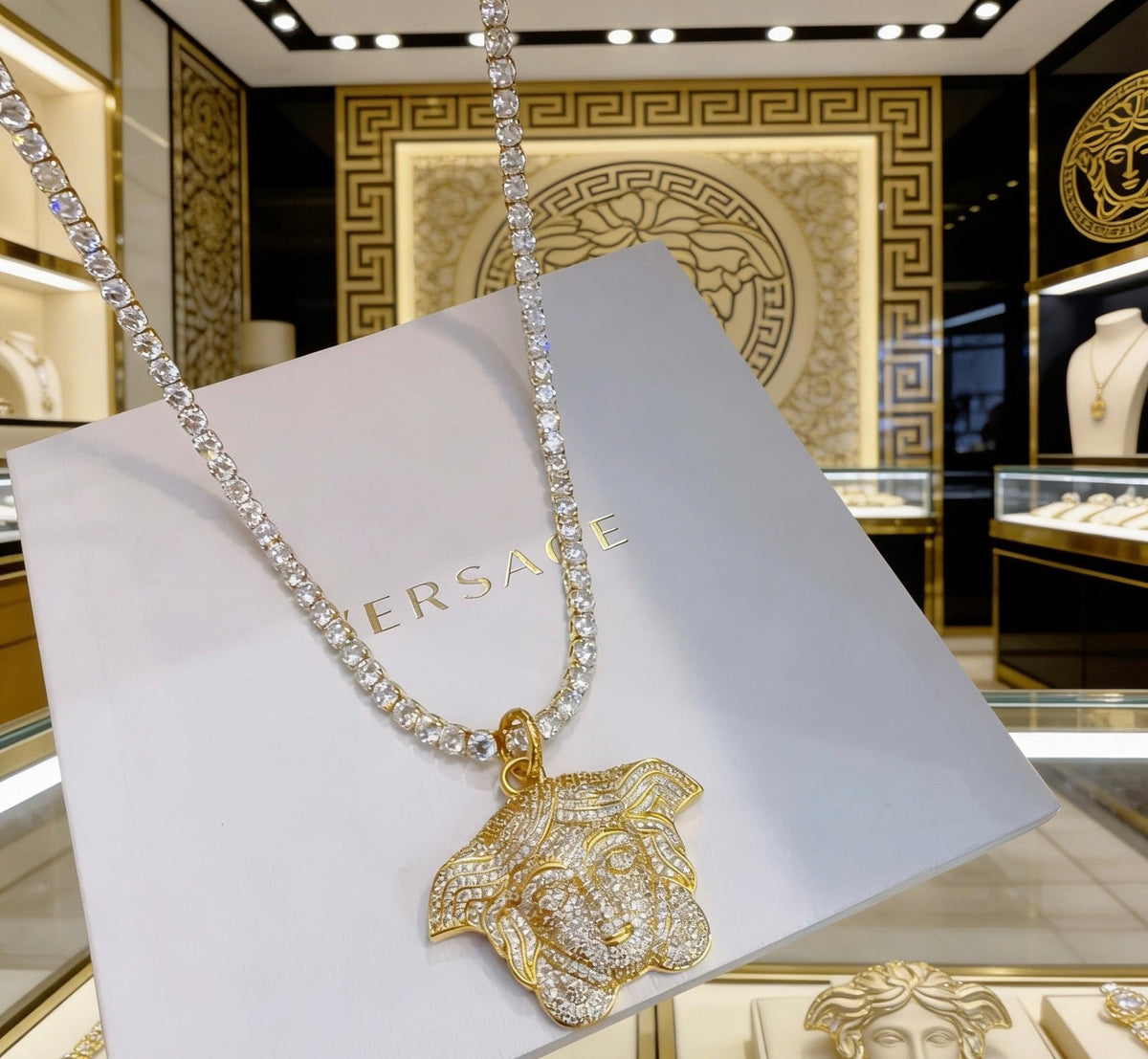 Martin Graham pendant necklace in polished metal-tone – detail view