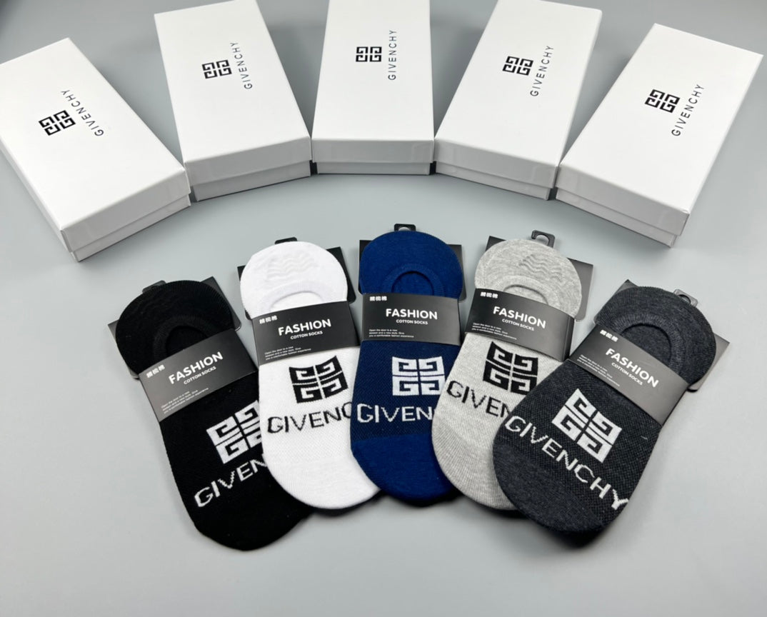 Givenchy Cotton No-Show Socks - 5-Pair Set