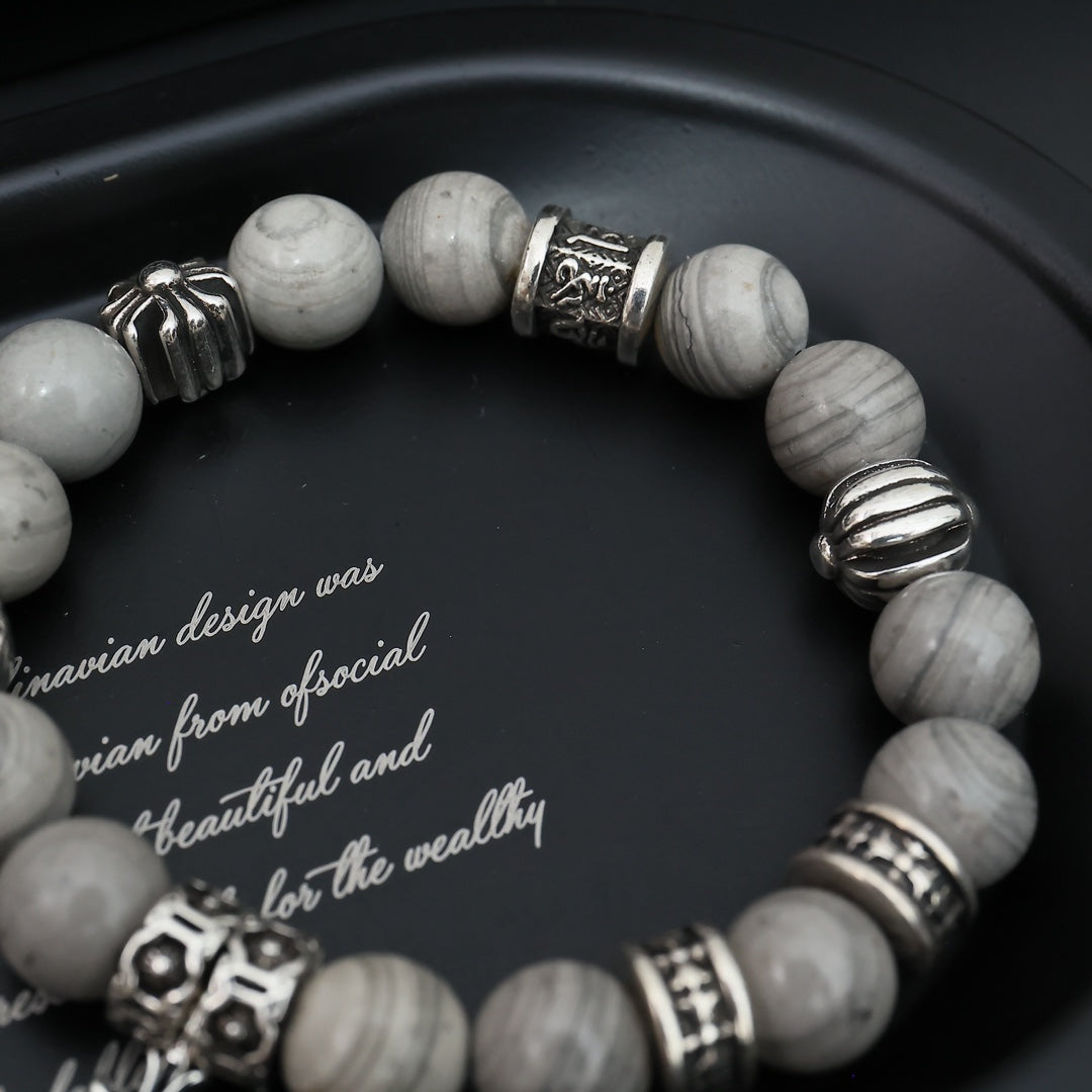 Martin Graham beaded bracelet in polished metal-tone – detail view