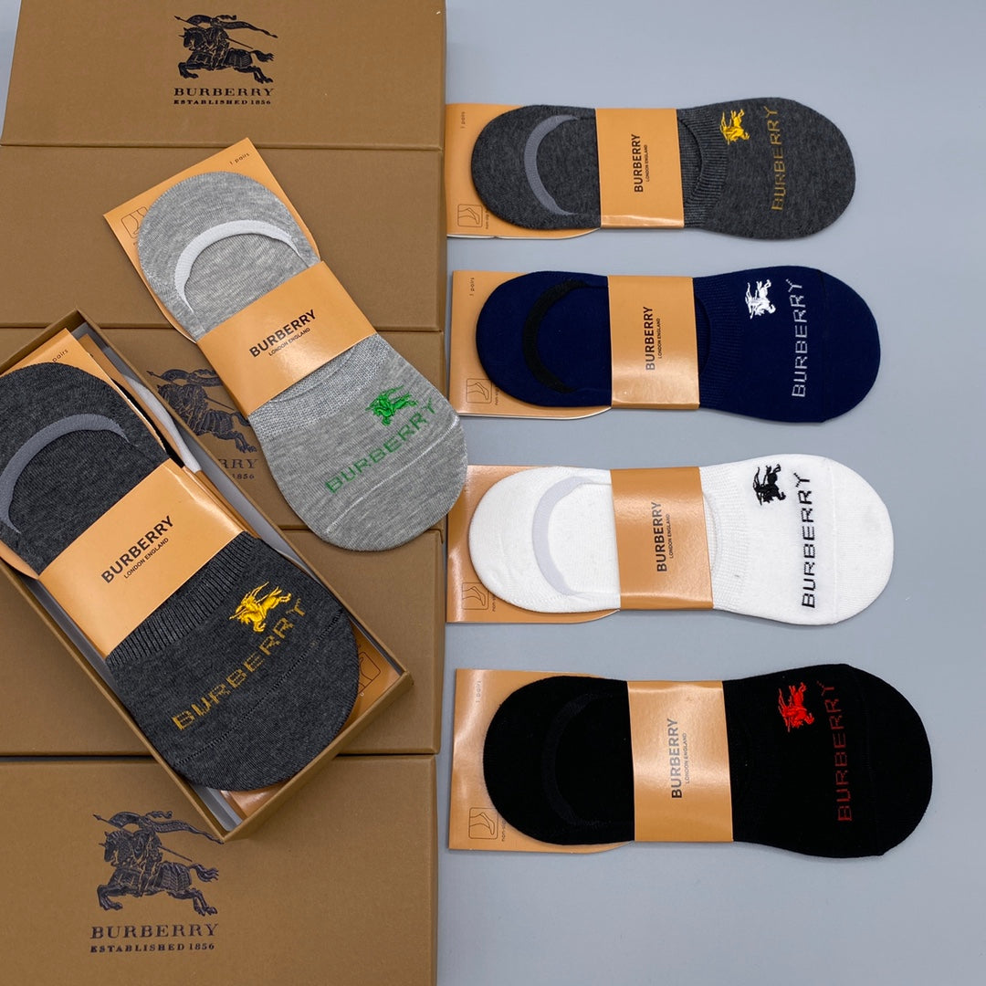 Burberry Shield Crest No-Show Socks - Box of 5 Pairs