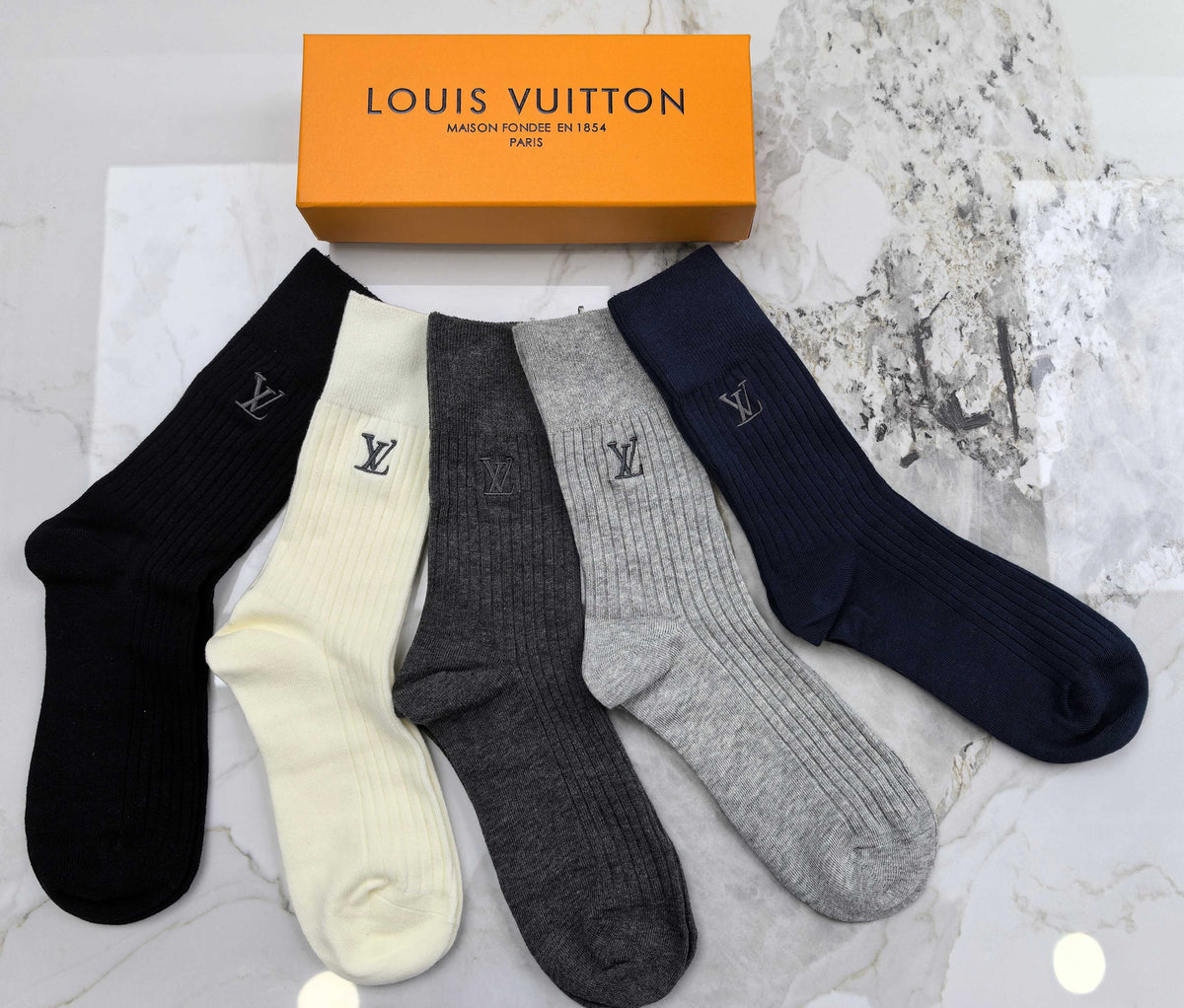 Louis Vuitton Small Initial Details Crew Socks - 5-Pair Set