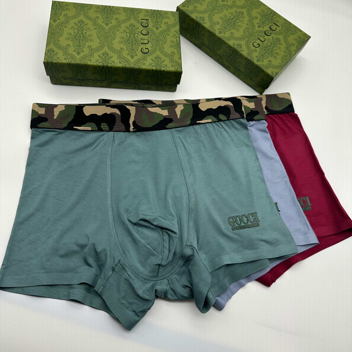 Gucci Grey, Blue, Green & Red Men's Boxer Briefs - 3-Piece Box