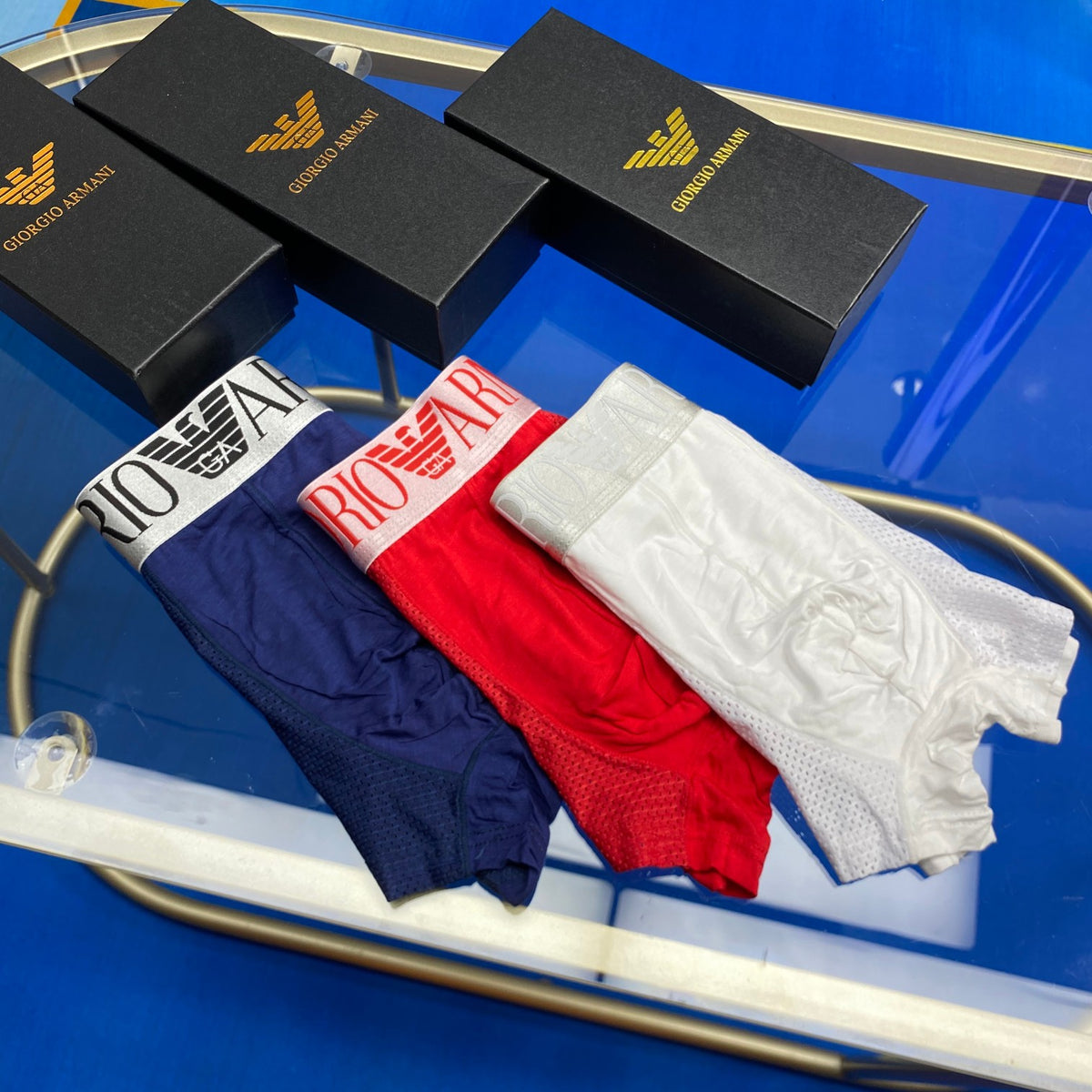Armani Modal Oversized Contrast Waistbands Men's Boxer Briefs - 3-Piece Box