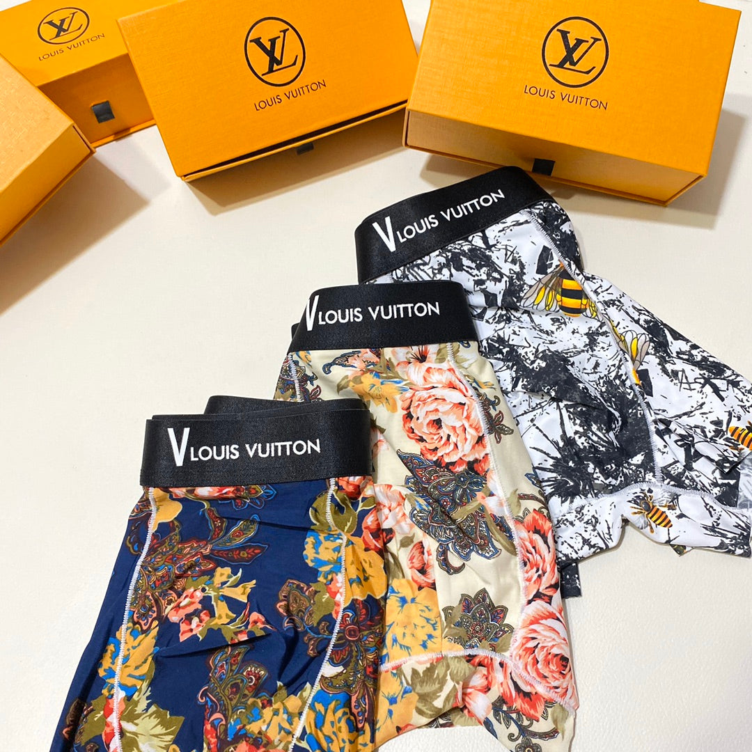 Louis Vuitton Floral And All-Over Art Prints Men's Boxer Briefs - 3-Piece Box