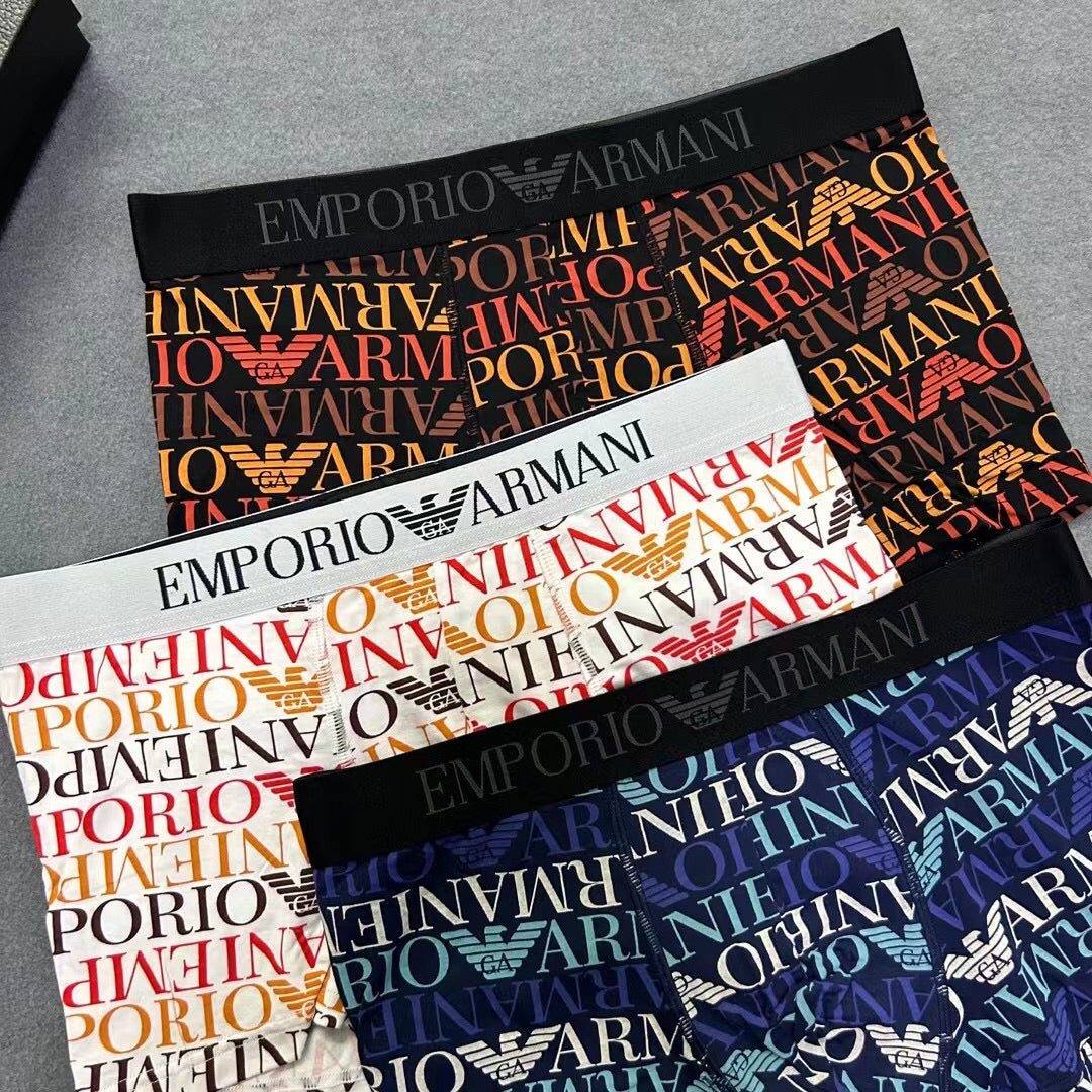 Armani Modal All-Over Lettering Men's Boxer Briefs - 3-Piece Box