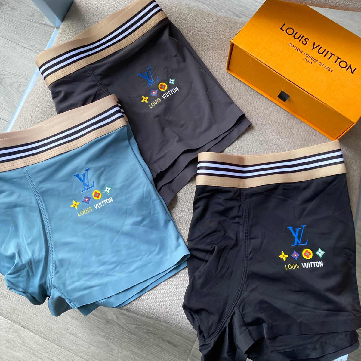 Louis Vuitton Striped Motif Men's Trunk Underwear - 3-Piece Box