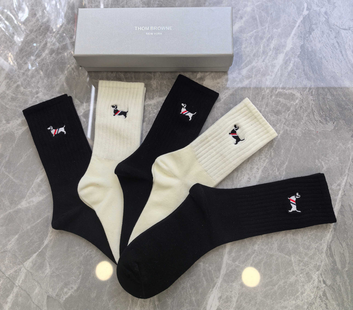 Thom Browne Cotton No-Show Socks - 5-Pair Set